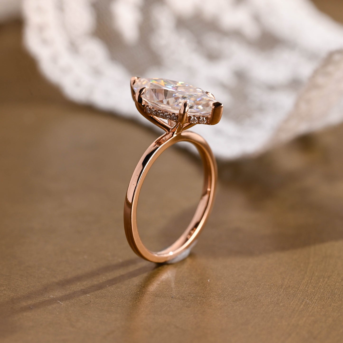 2 CT Emerald Pave Moissanite Engagement Ring