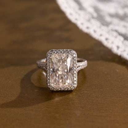 2 CT Emerald Pave Moissanite Engagement Ring