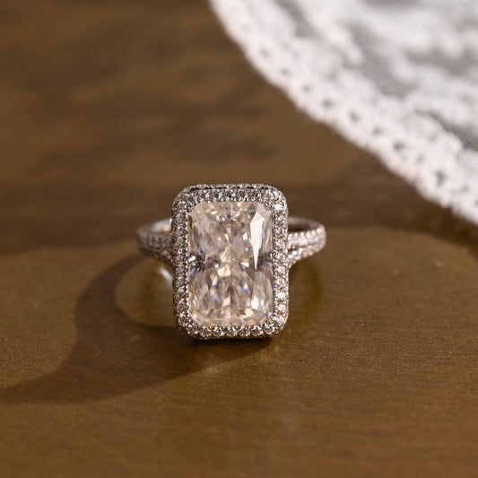 2 CT Emerald Pave Moissanite Engagement Ring