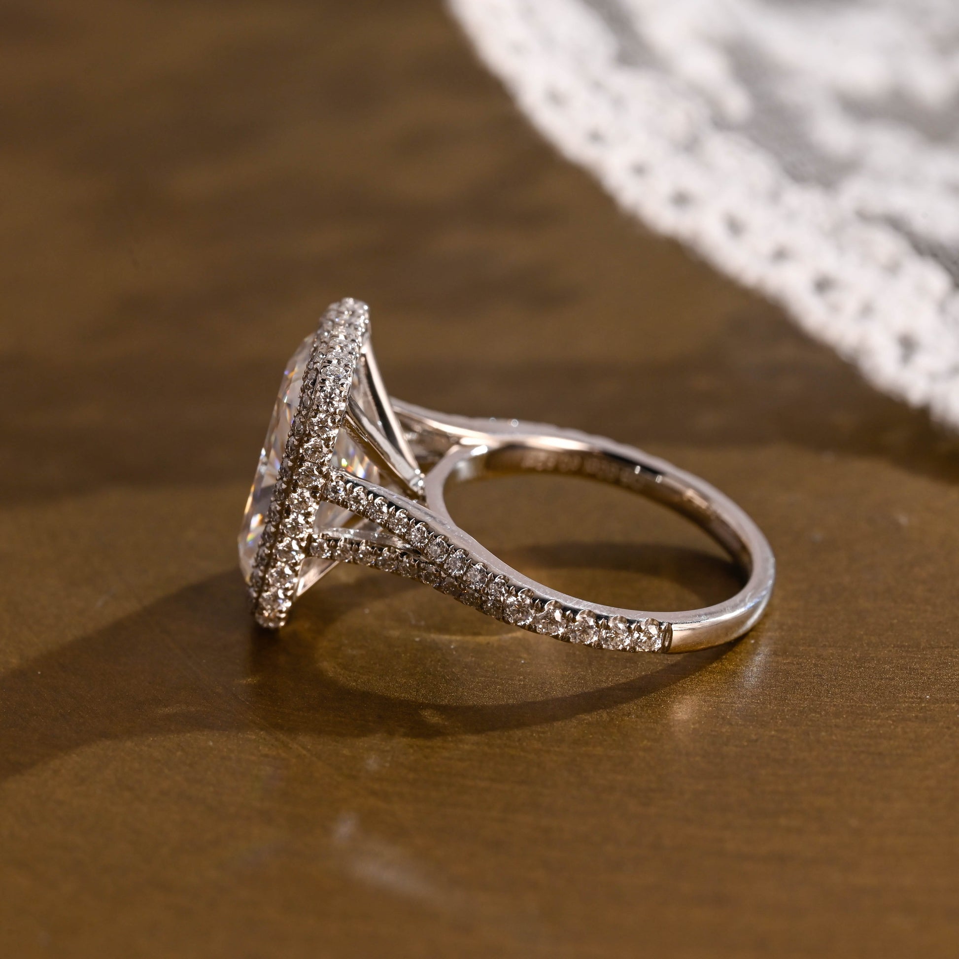 2 CT Emerald Pave Moissanite Engagement Ring