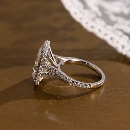 2 CT Emerald Pave Moissanite Engagement Ring