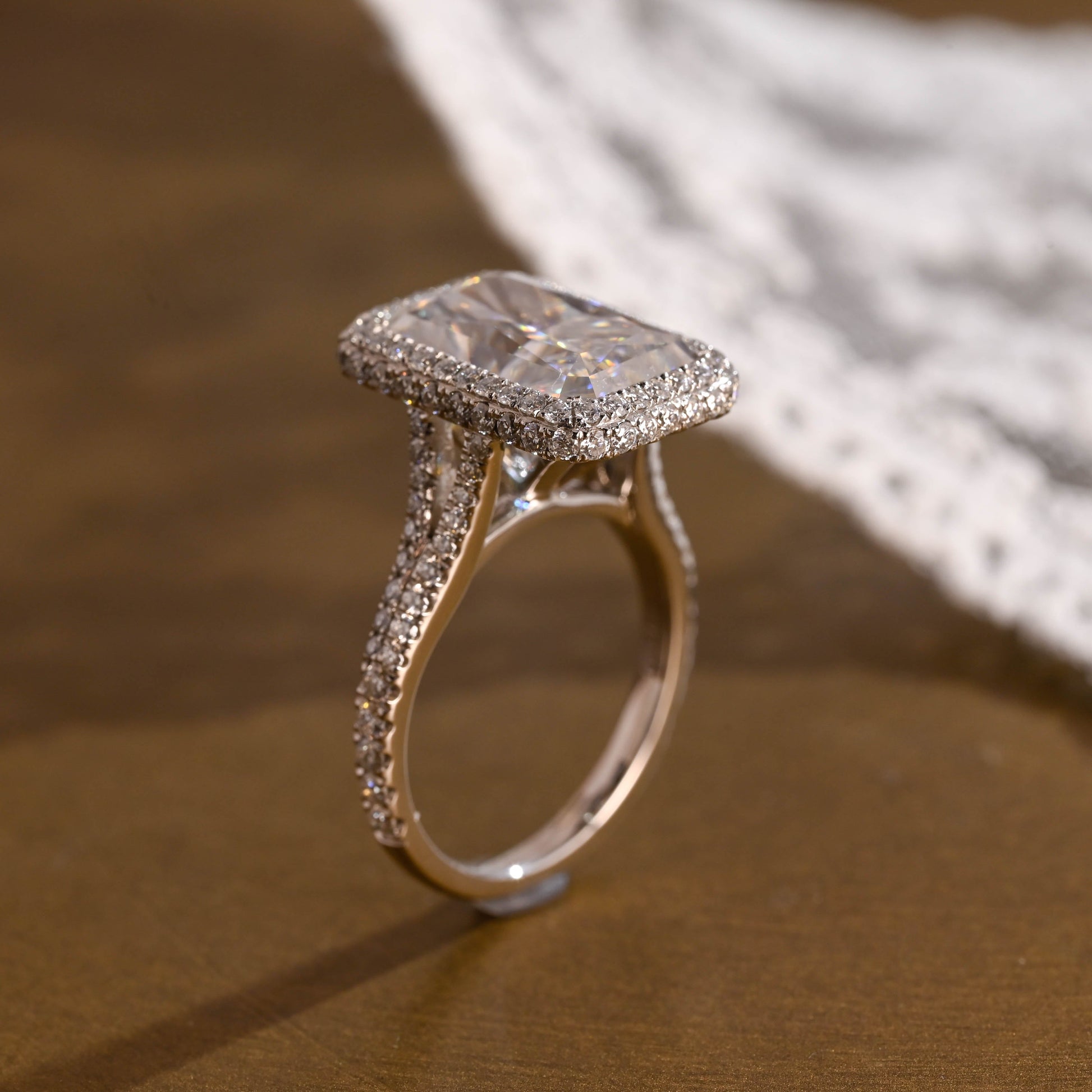 2 CT Emerald Pave Moissanite Engagement Ring