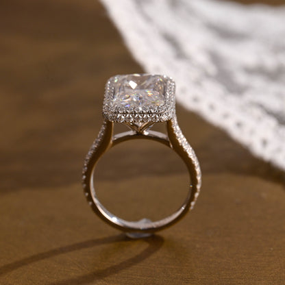 2 CT Emerald Pave Moissanite Engagement Ring