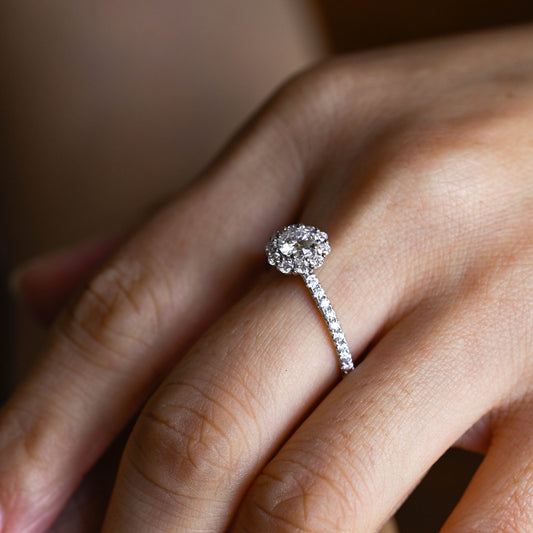 2 CT Emerald Pave Moissanite Engagement Ring
