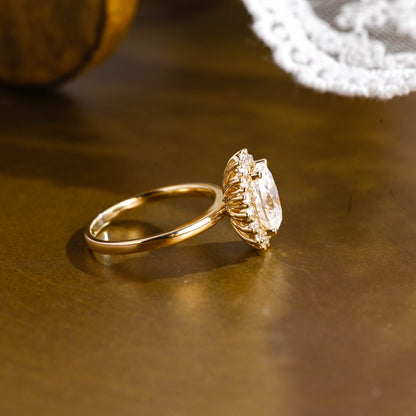 2 CT Emerald Pave Moissanite Engagement Ring