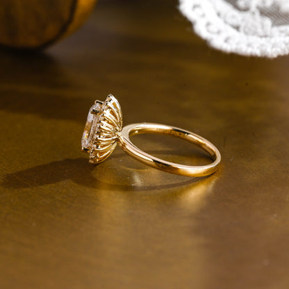 2 CT Emerald Pave Moissanite Engagement Ring