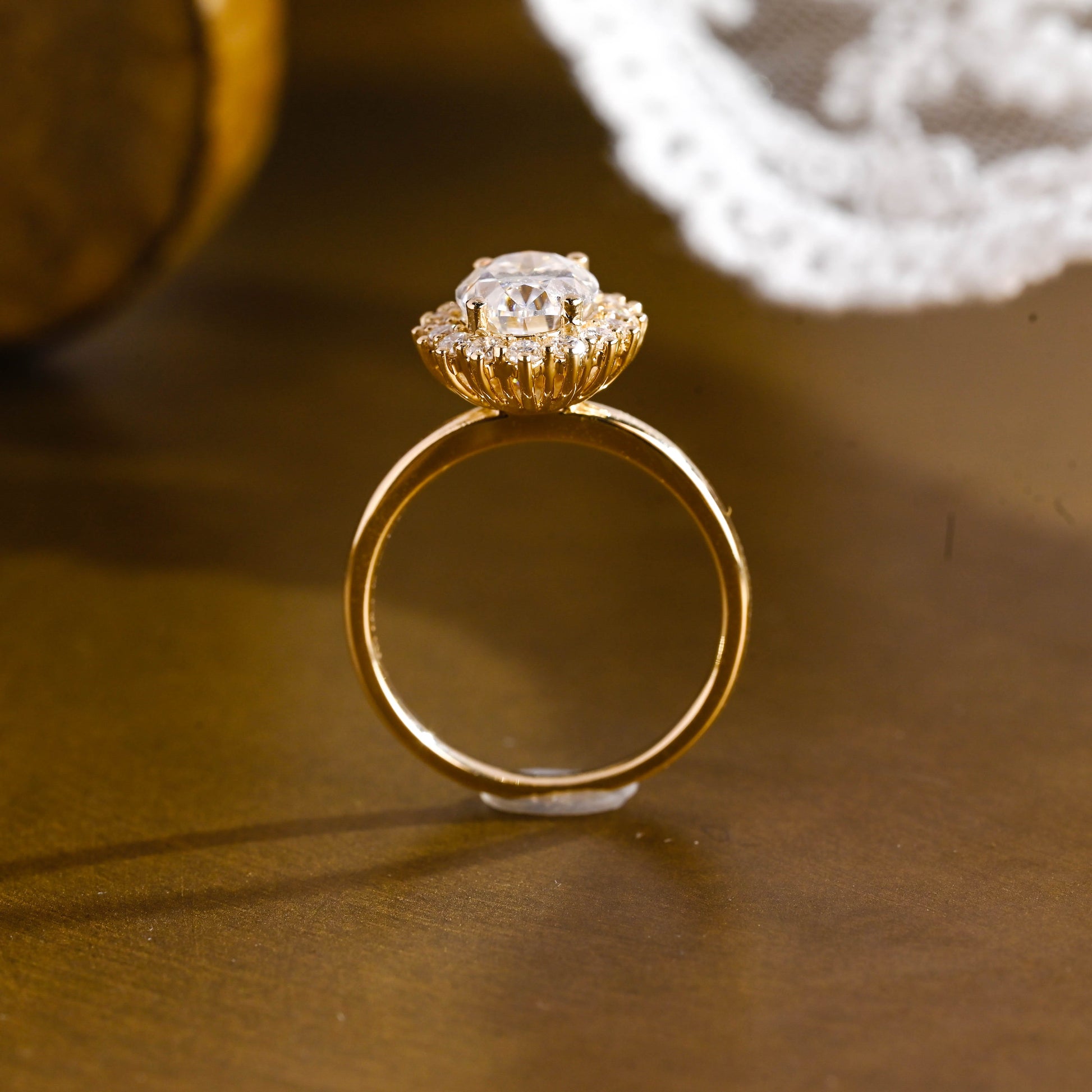 2 CT Emerald Pave Moissanite Engagement Ring
