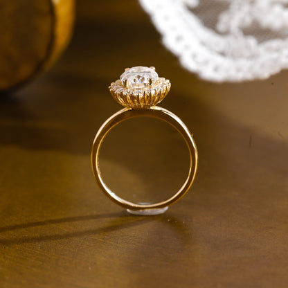 2 CT Emerald Pave Moissanite Engagement Ring