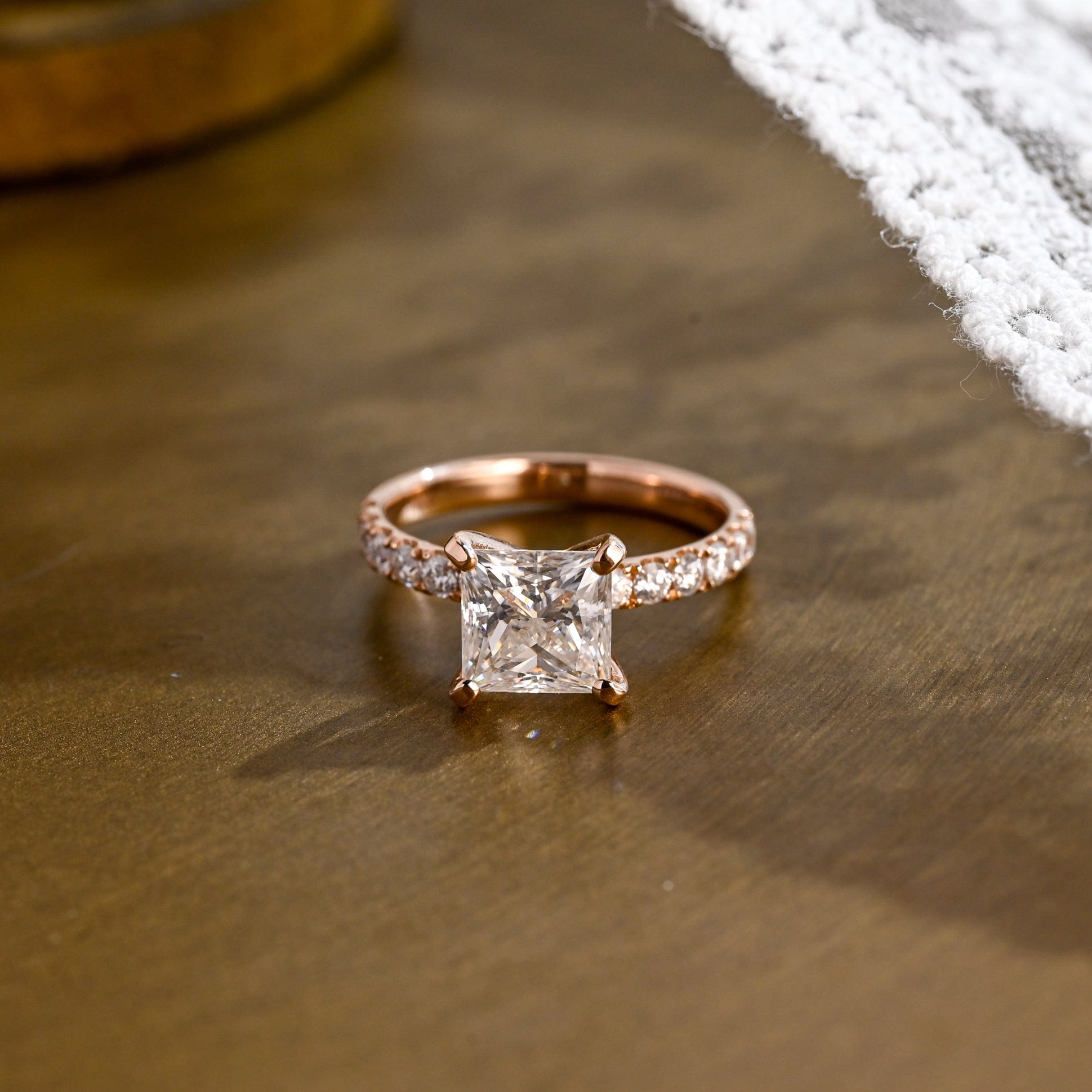 2 CT Emerald Pave Moissanite Engagement Ring