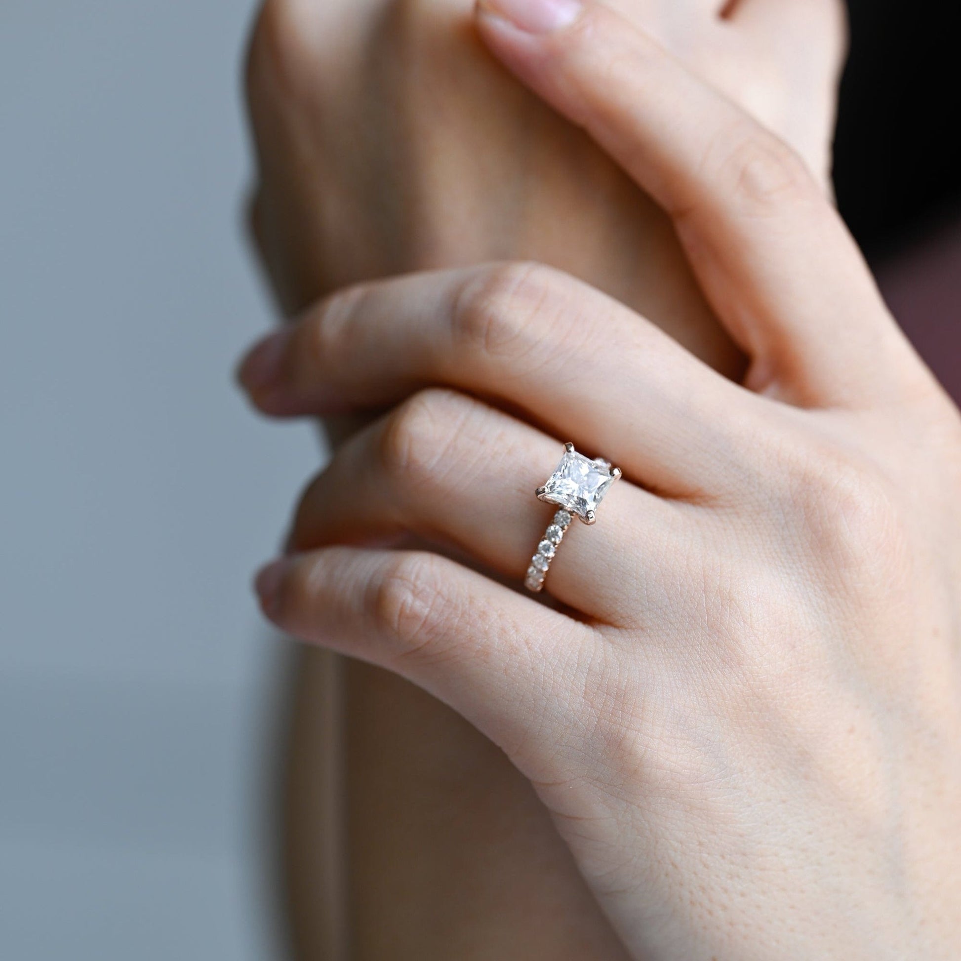 2 CT Emerald Pave Moissanite Engagement Ring