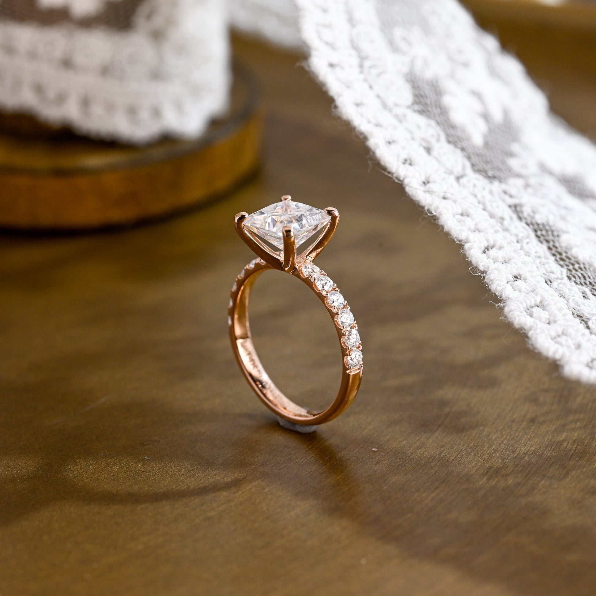 2 CT Emerald Pave Moissanite Engagement Ring