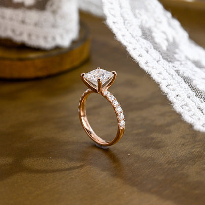 2 CT Emerald Pave Moissanite Engagement Ring