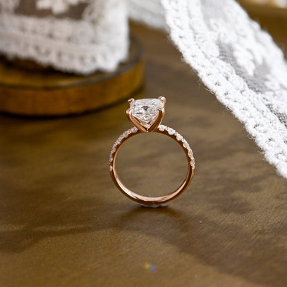 2 CT Emerald Pave Moissanite Engagement Ring
