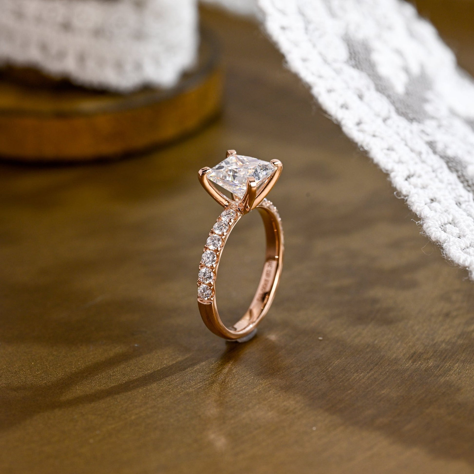 2 CT Emerald Pave Moissanite Engagement Ring