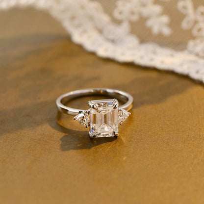 2 CT Emerald Pave Moissanite Engagement Ring