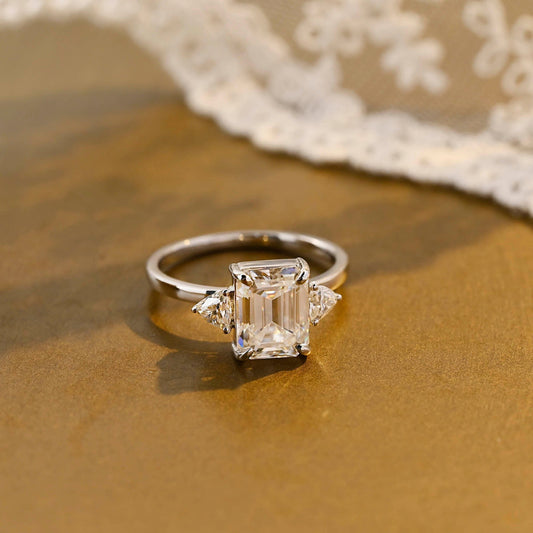 2 CT Emerald Pave Moissanite Engagement Ring