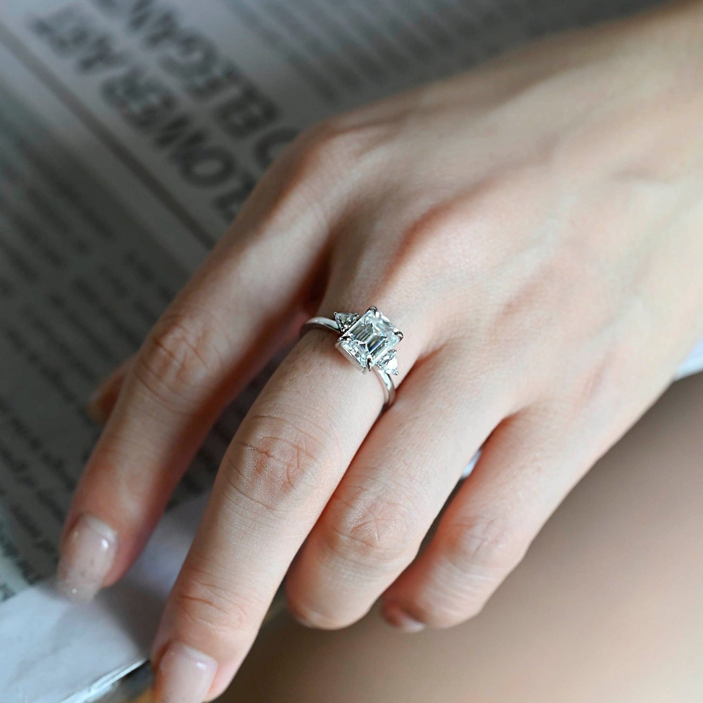 2 CT Emerald Pave Moissanite Engagement Ring