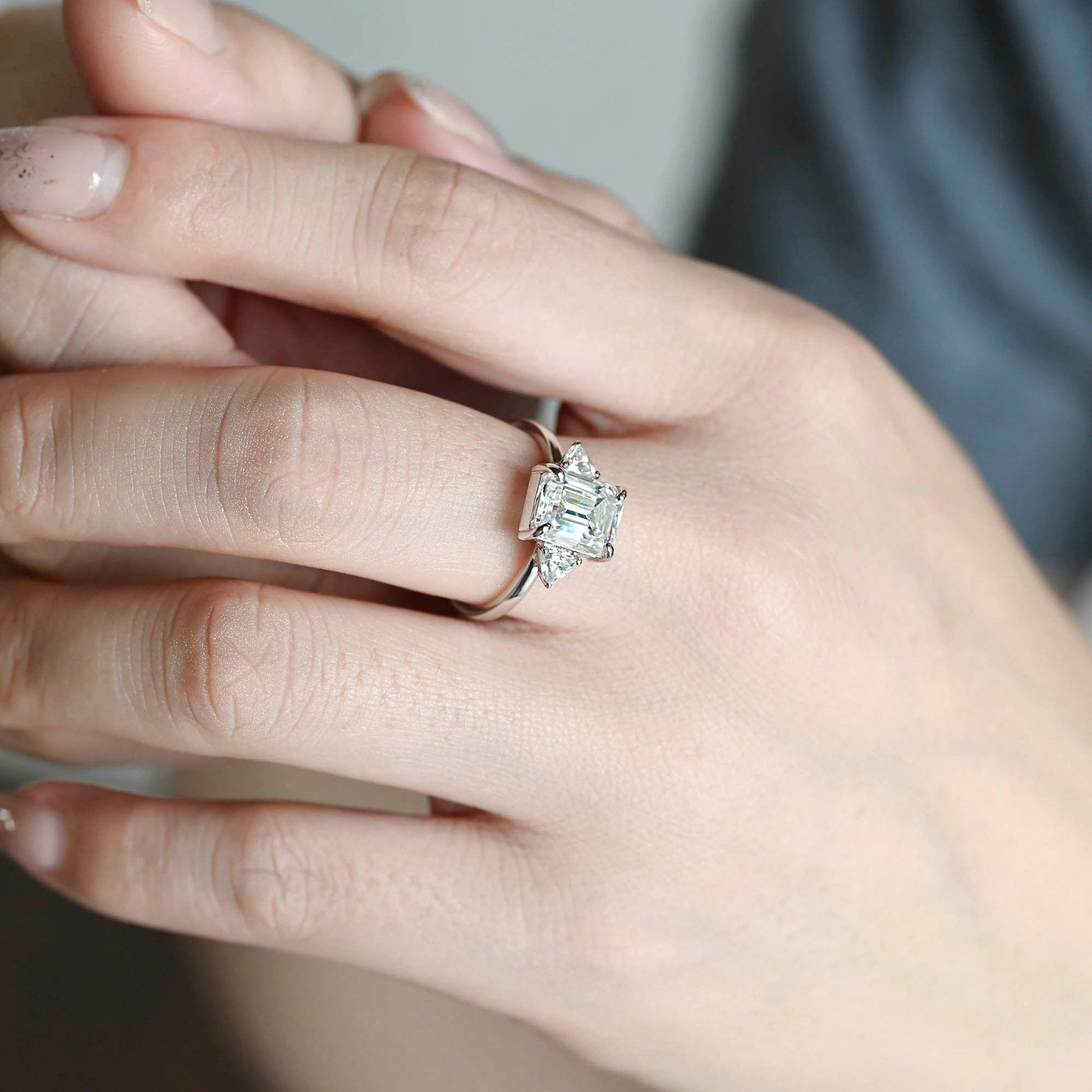 2 CT Emerald Pave Moissanite Engagement Ring