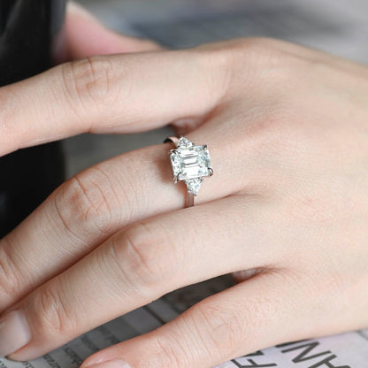 2 CT Emerald Pave Moissanite Engagement Ring