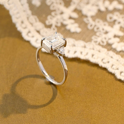 2 CT Emerald Pave Moissanite Engagement Ring
