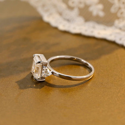 2 CT Emerald Pave Moissanite Engagement Ring