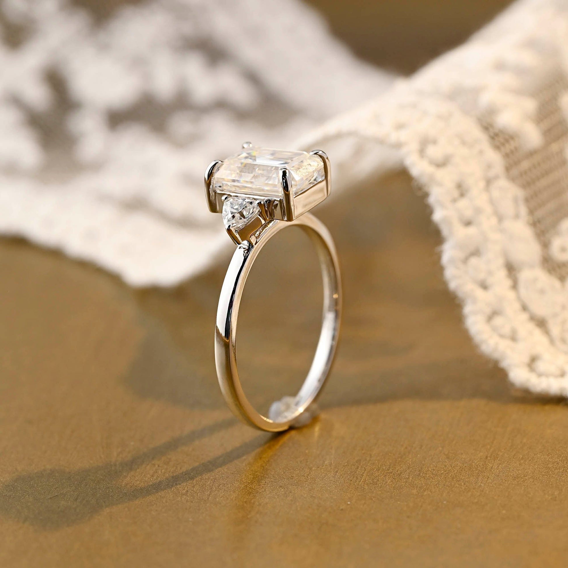 2 CT Emerald Pave Moissanite Engagement Ring