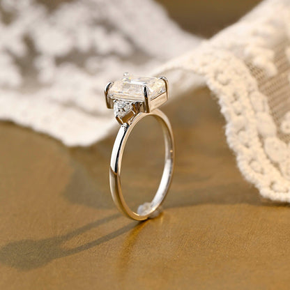 2 CT Emerald Pave Moissanite Engagement Ring