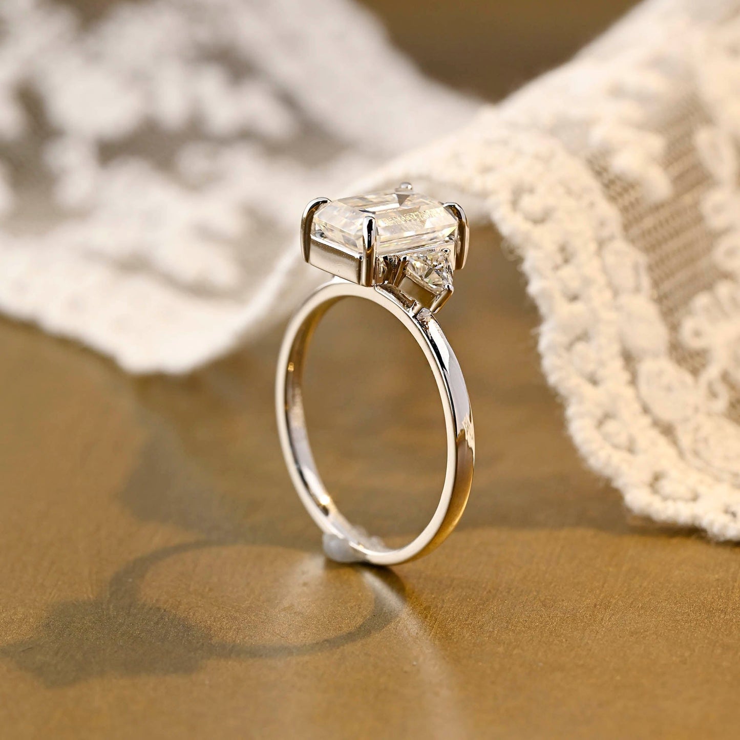 2 CT Emerald Pave Moissanite Engagement Ring