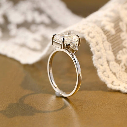 2 CT Emerald Pave Moissanite Engagement Ring