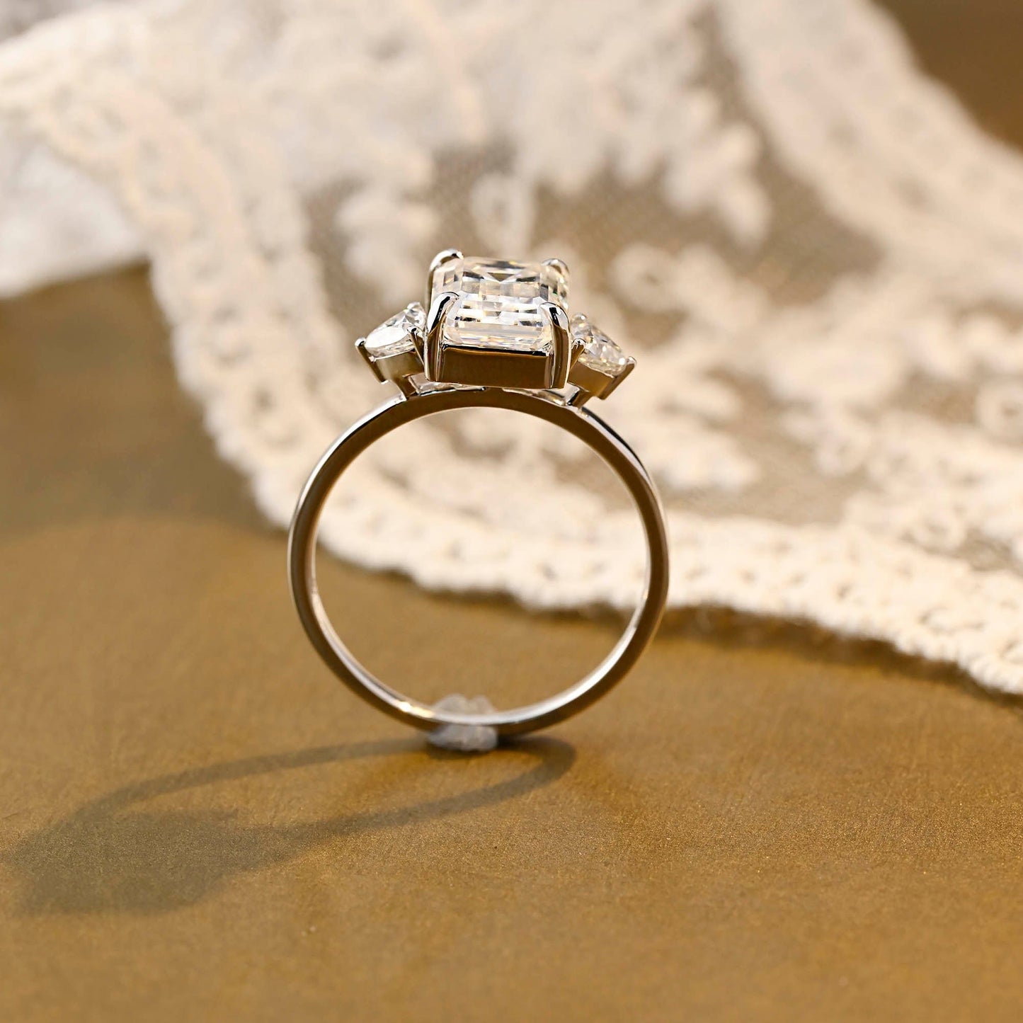 2 CT Emerald Pave Moissanite Engagement Ring