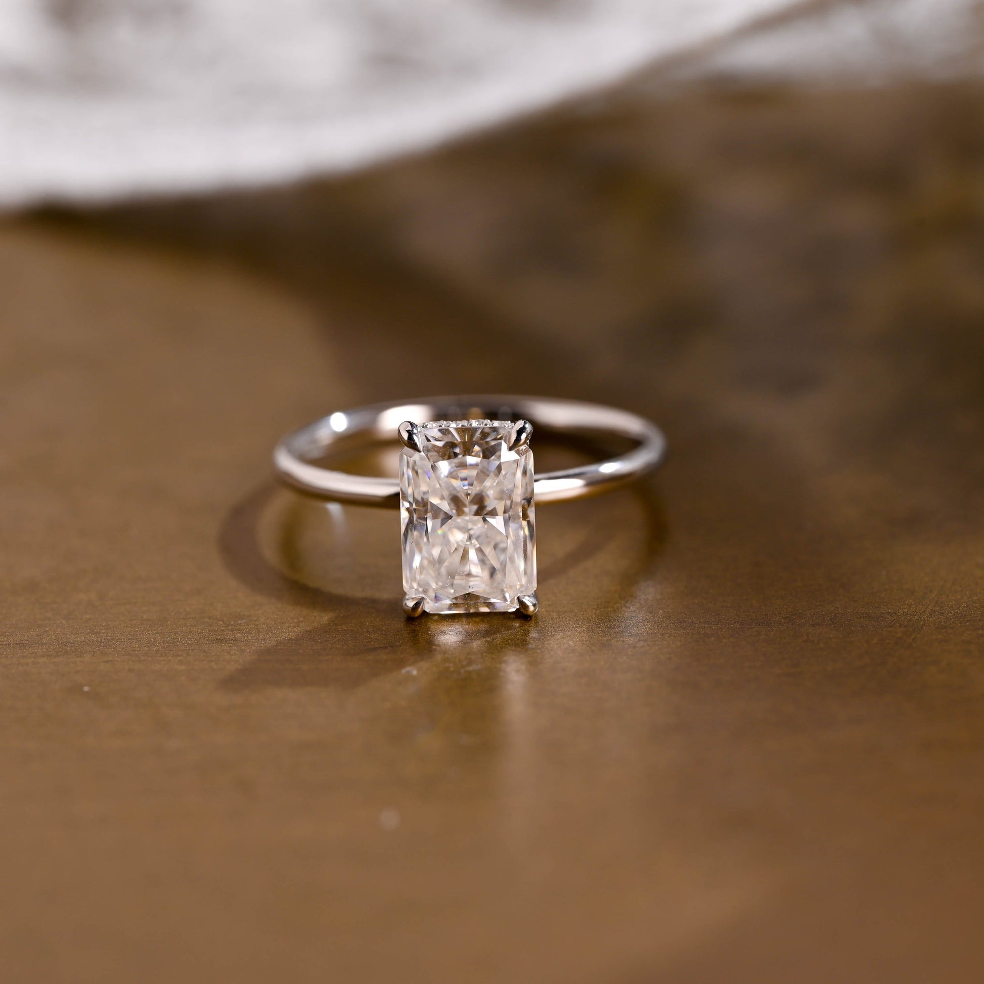 2 CT Emerald Pave Moissanite Engagement Ring