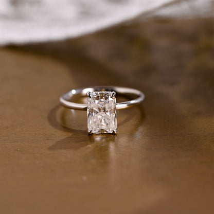 2 CT Emerald Pave Moissanite Engagement Ring