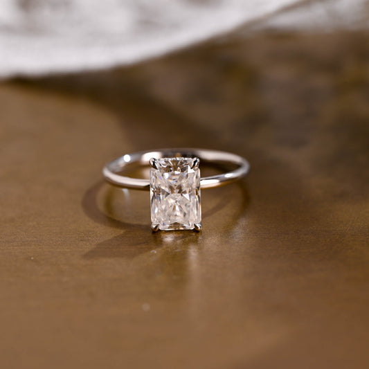 2 CT Emerald Pave Moissanite Engagement Ring