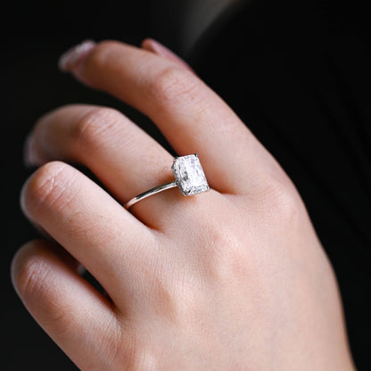 2 CT Emerald Pave Moissanite Engagement Ring