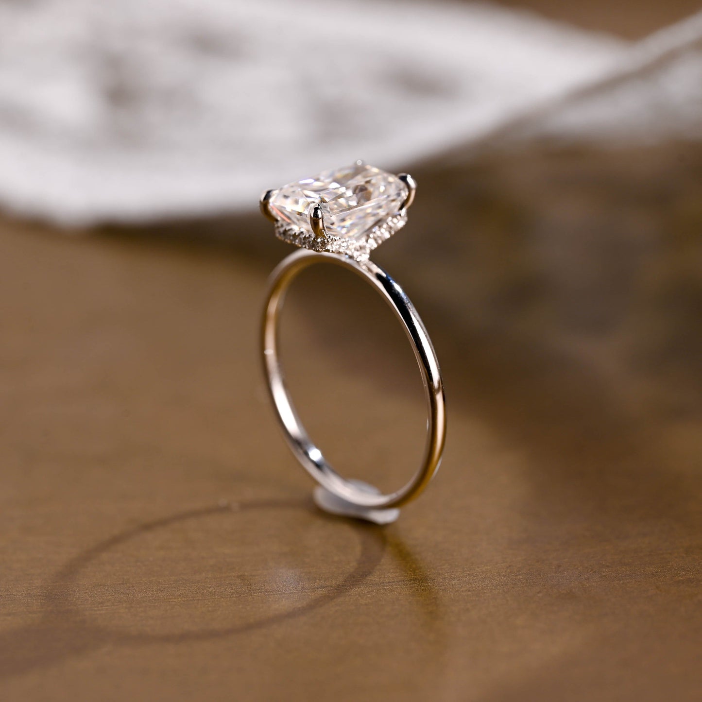 2 CT Emerald Pave Moissanite Engagement Ring