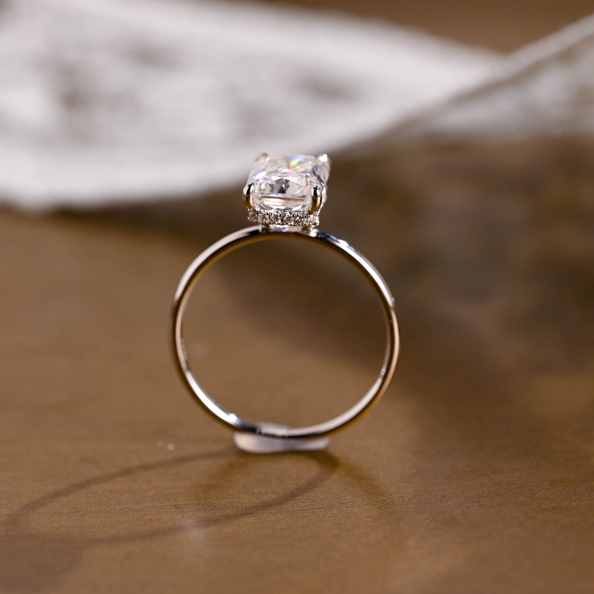 2 CT Emerald Pave Moissanite Engagement Ring