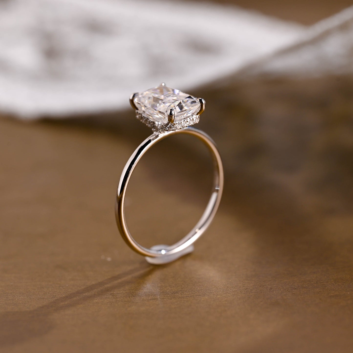 2 CT Emerald Pave Moissanite Engagement Ring