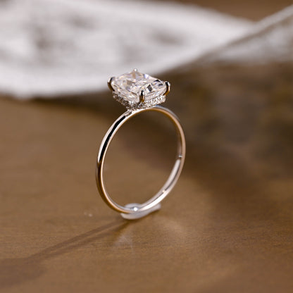 2 CT Emerald Pave Moissanite Engagement Ring