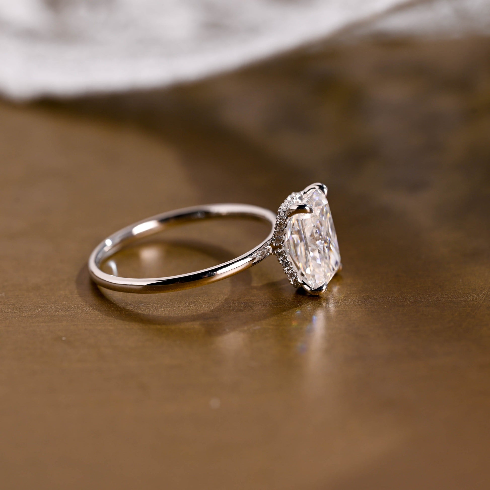 2 CT Emerald Pave Moissanite Engagement Ring