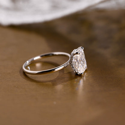 2 CT Emerald Pave Moissanite Engagement Ring