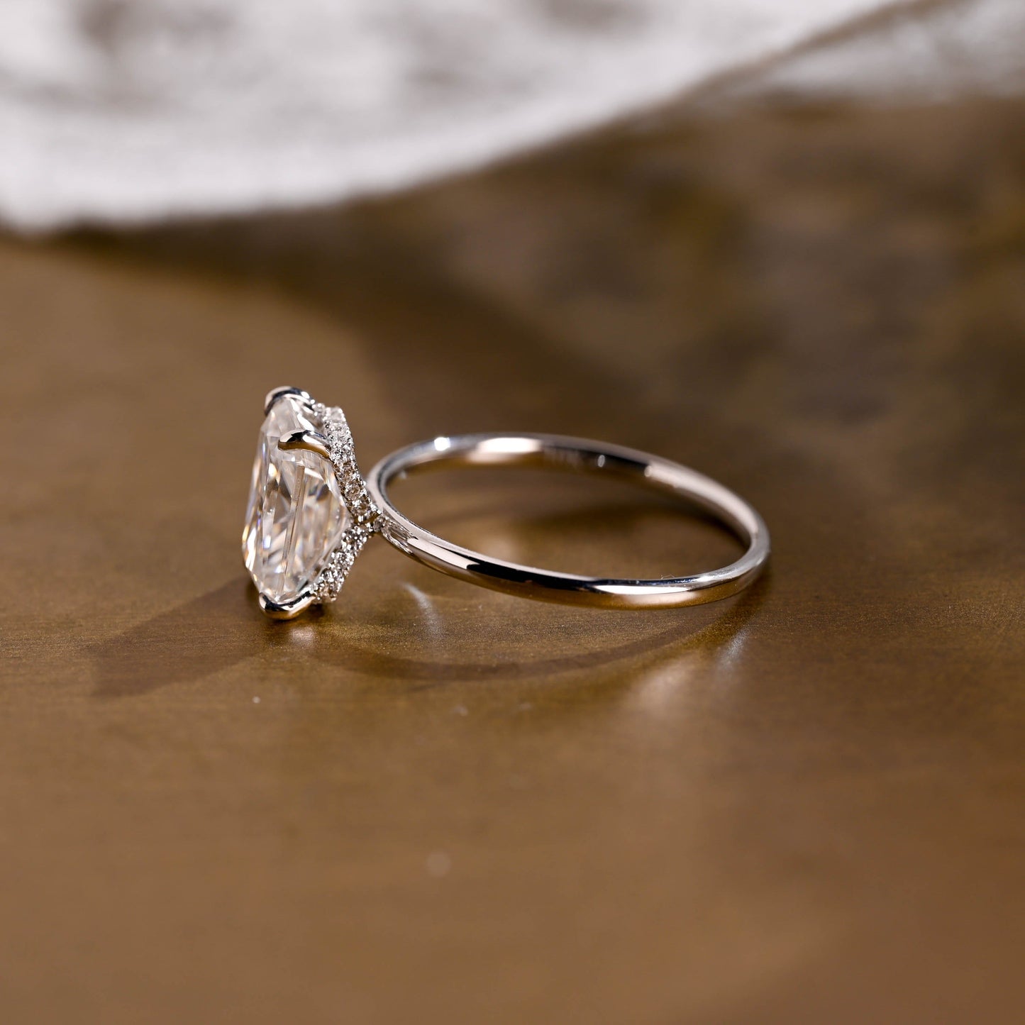 2 CT Emerald Pave Moissanite Engagement Ring