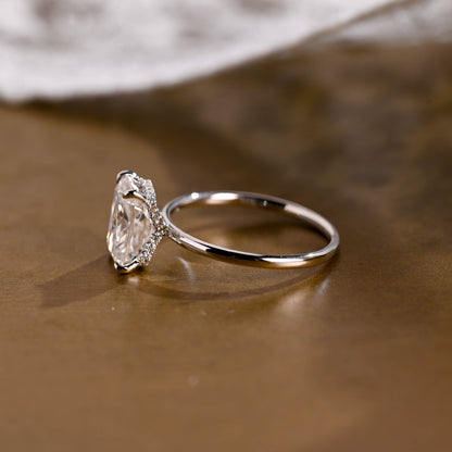 2 CT Emerald Pave Moissanite Engagement Ring