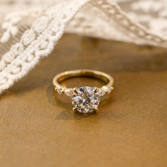2 CT Emerald Pave Moissanite Engagement Ring