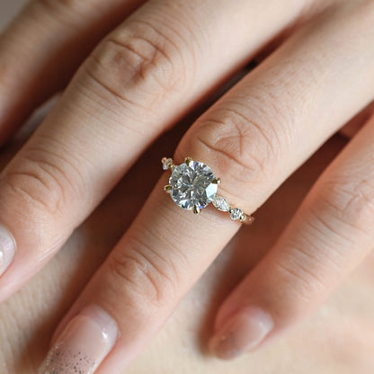 2 CT Emerald Pave Moissanite Engagement Ring