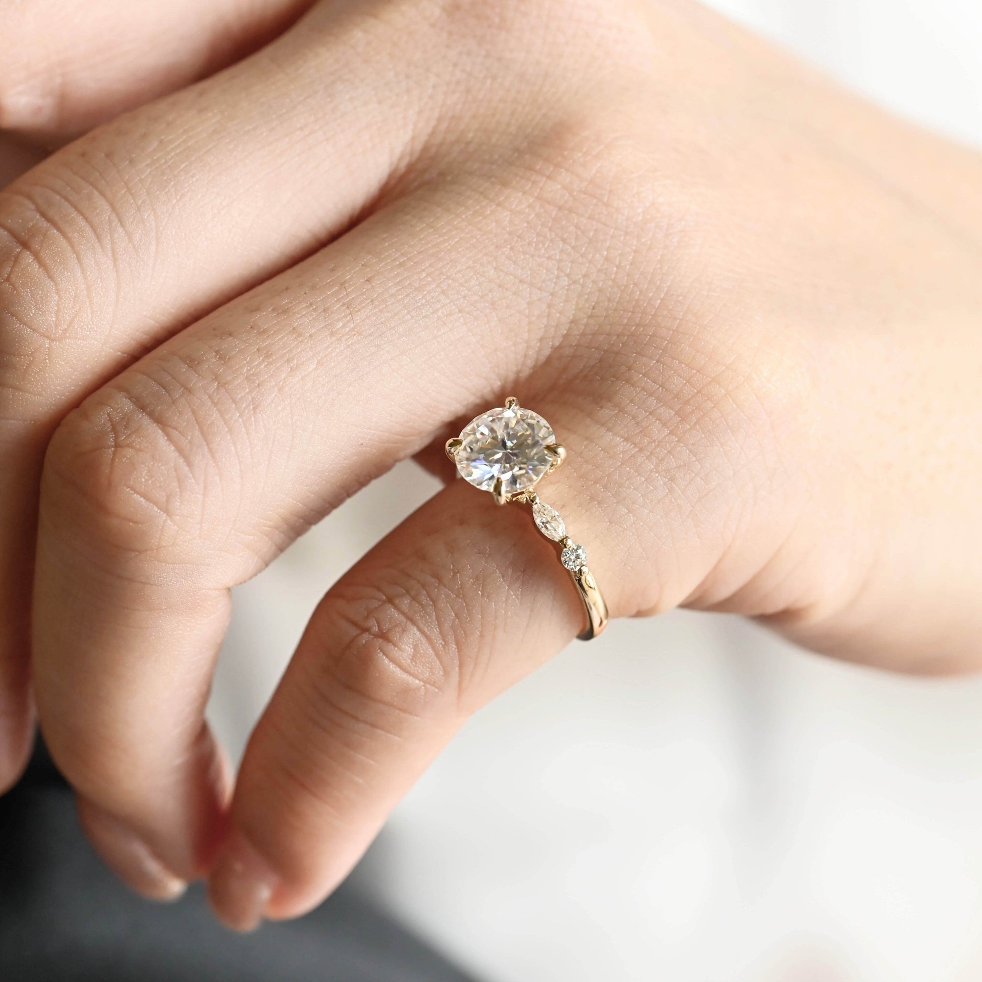 2 CT Emerald Pave Moissanite Engagement Ring