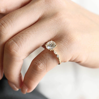 2 CT Emerald Pave Moissanite Engagement Ring