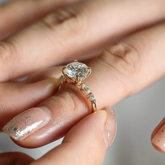 2 CT Emerald Pave Moissanite Engagement Ring