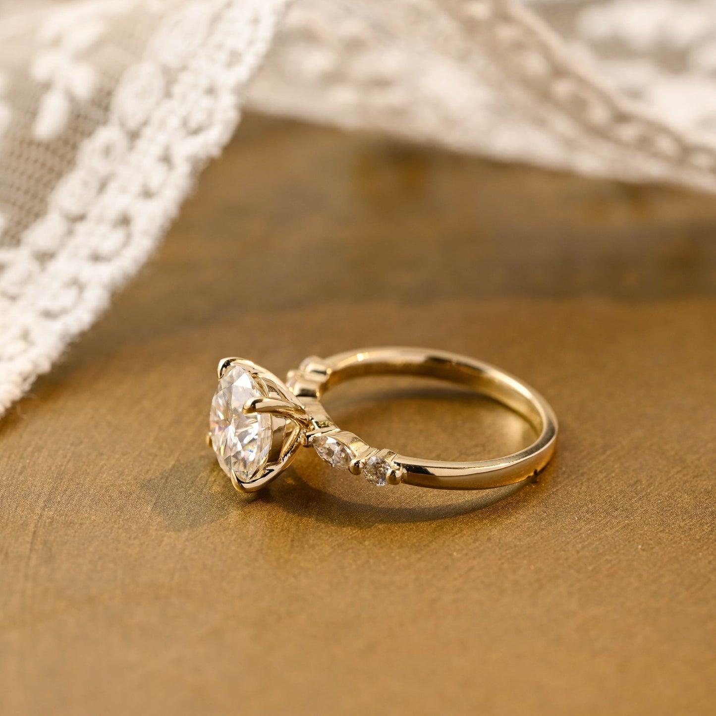 2 CT Emerald Pave Moissanite Engagement Ring