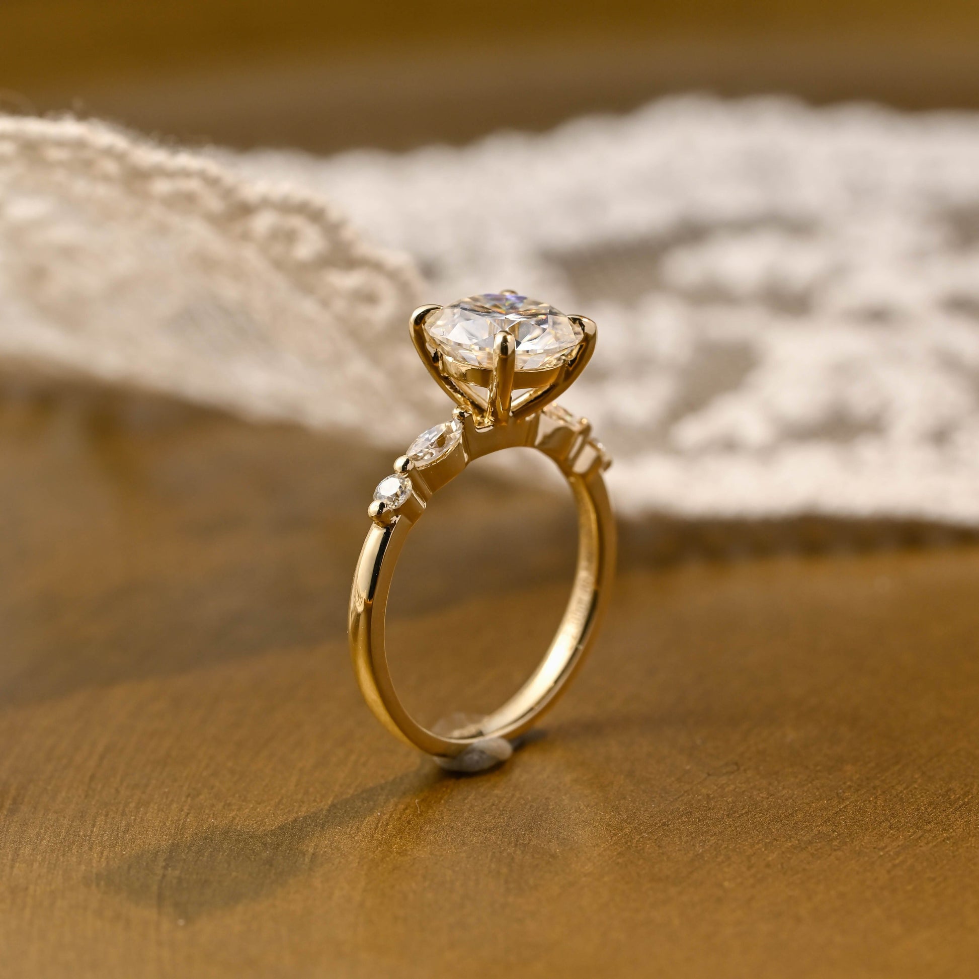 2 CT Emerald Pave Moissanite Engagement Ring