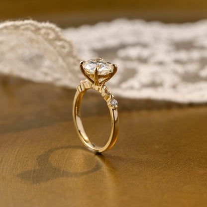 2 CT Emerald Pave Moissanite Engagement Ring
